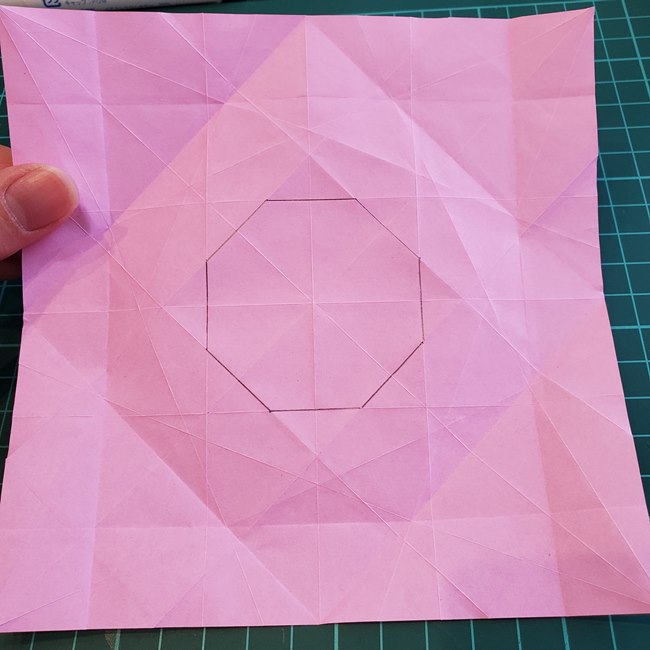 カービィの折り紙 難しい作り方折り方②折り筋(16)