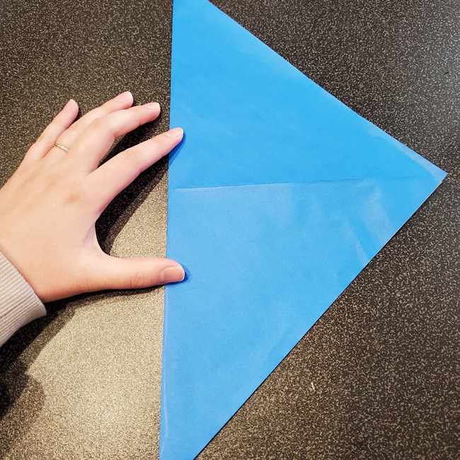 折り紙の名札 ペンギンの作り方折り方①折り筋(4)