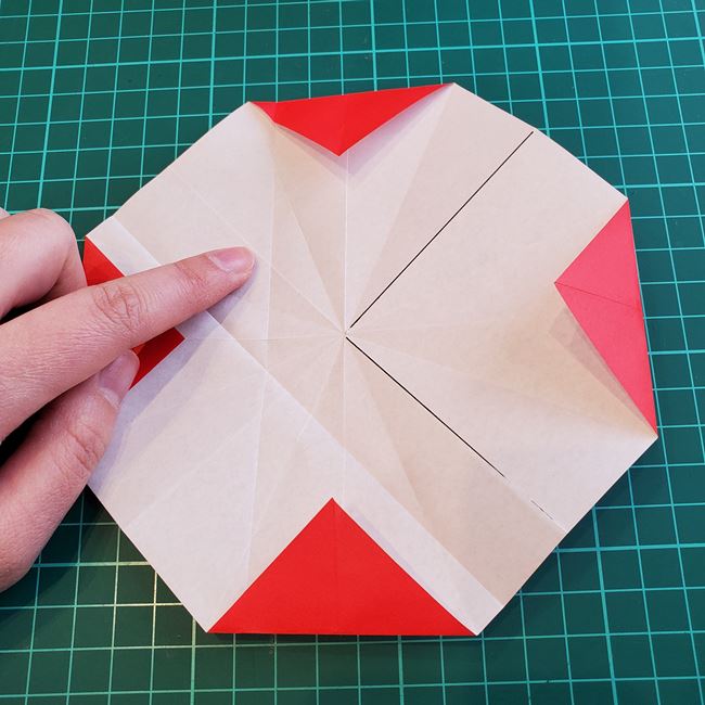 折り紙のバラ 平面で難しい花の折り方作り方②折り筋(6)