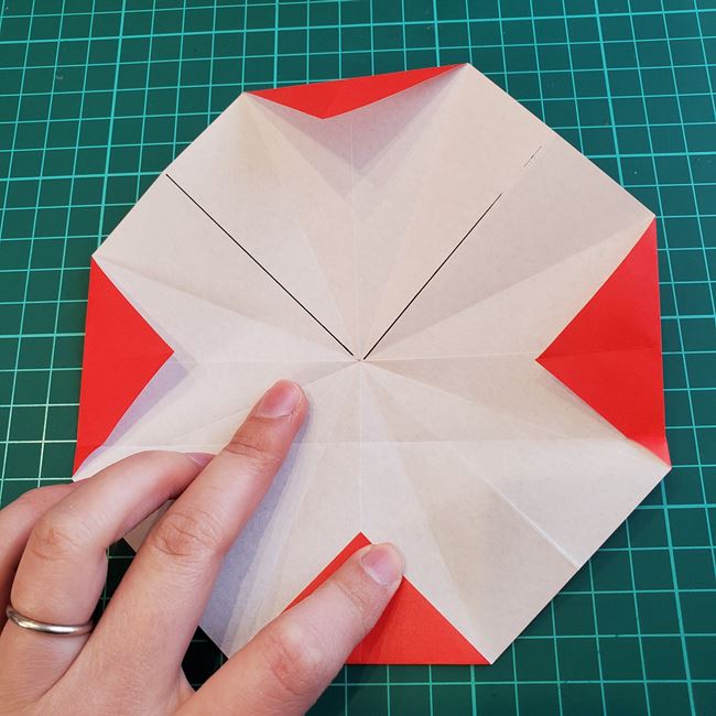 折り紙のバラ 平面で難しい花の折り方作り方②折り筋(3)