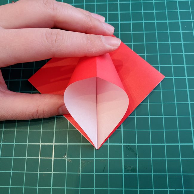 折り紙のバラ 平面で難しい花の折り方作り方①基本(12)