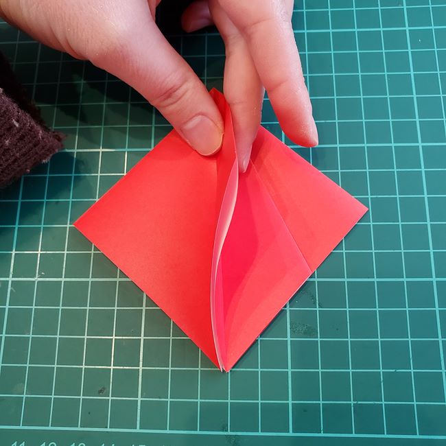 折り紙のバラ 平面で難しい花の折り方作り方①基本(14)