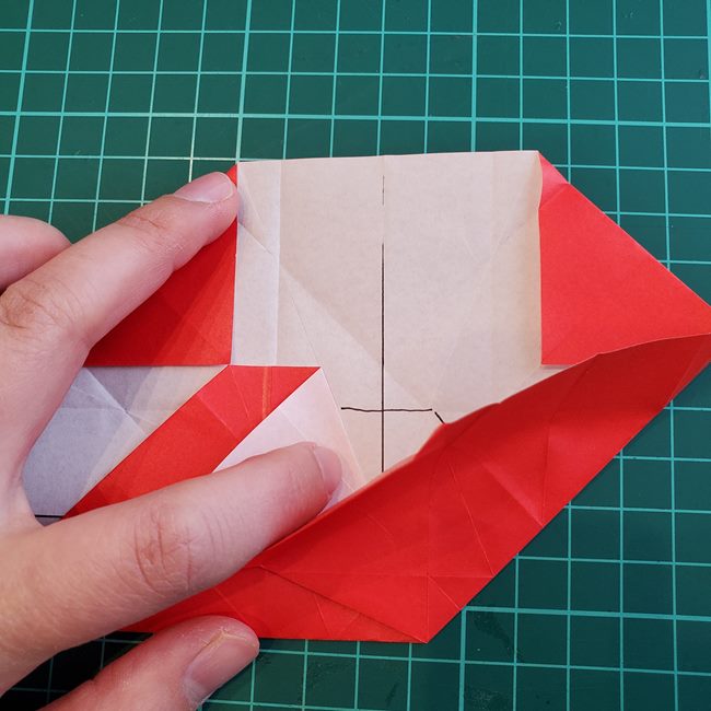 折り紙のバラ 平面で難しい花の折り方作り方②折り筋(12)