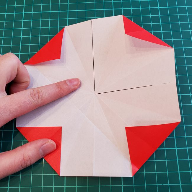 折り紙のバラ 平面で難しい花の折り方作り方②折り筋(4)