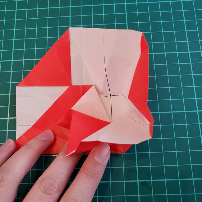 折り紙のバラ 平面で難しい花の折り方作り方③完成(2)