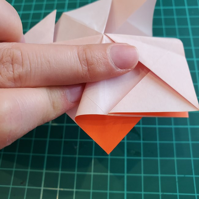 折り紙 ローズの折り方（簡単・立体的）②バラの形(23)