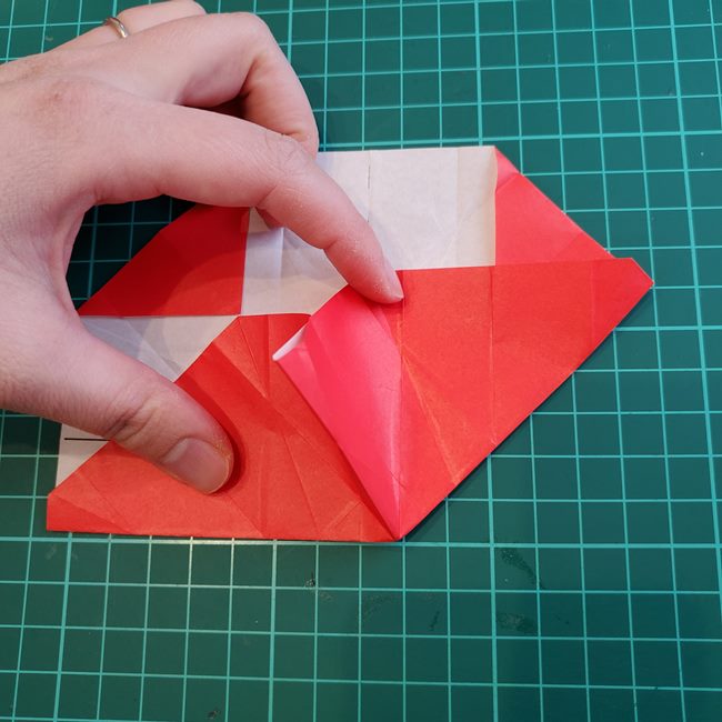 折り紙のバラ 平面で難しい花の折り方作り方②折り筋(10)