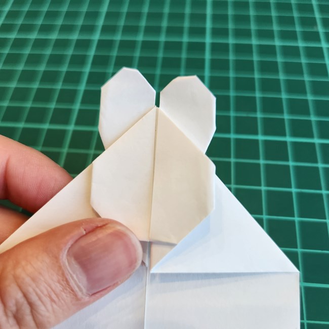 ミッフィーの折り紙 ぴょんぴょん飛ぶ折り方作り方①顔(29)
