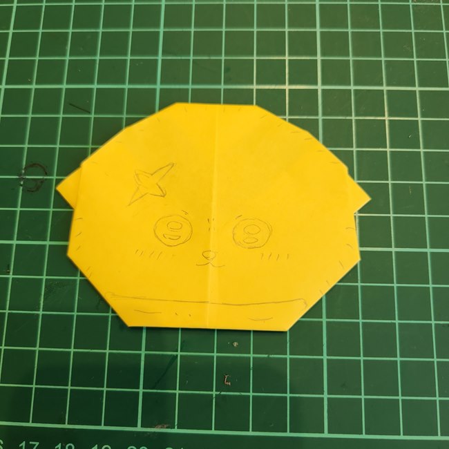 ちいかわのラッコの顔の折り紙♪折り方作り方(14)