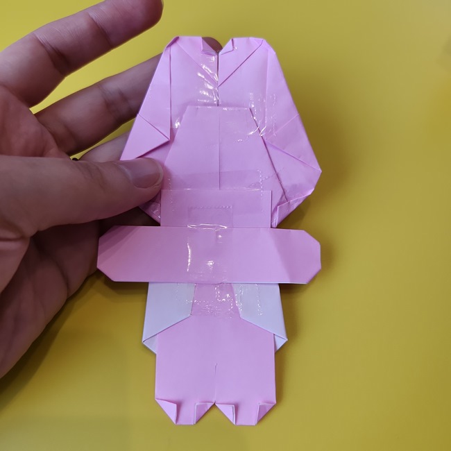 おぱんちゅうさぎの折り紙の簡単な作り方折り方⑤貼り合わせ(4)