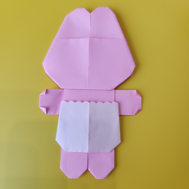 おぱんちゅうさぎの折り紙の簡単な作り方折り方⑤貼り合わせ(3)