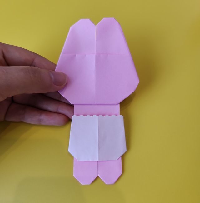 おぱんちゅうさぎの折り紙の簡単な作り方折り方⑤貼り合わせ(2)