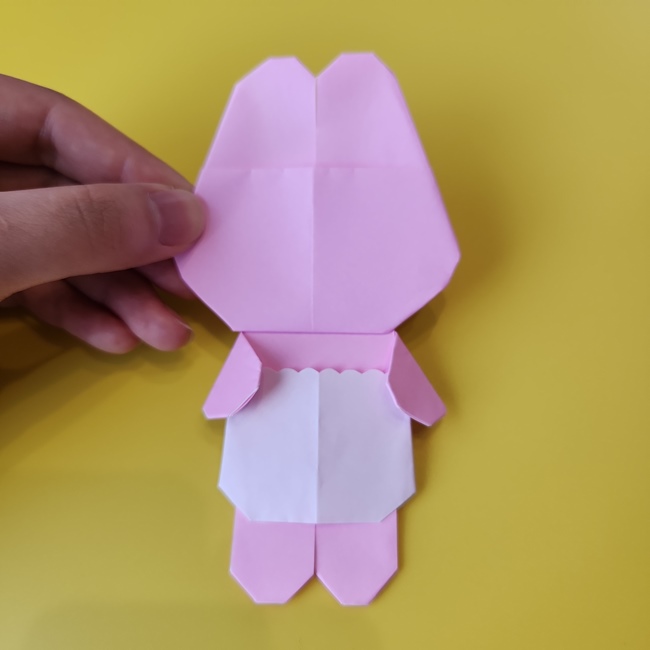 おぱんちゅうさぎの折り紙の簡単な作り方折り方⑤貼り合わせ(5)