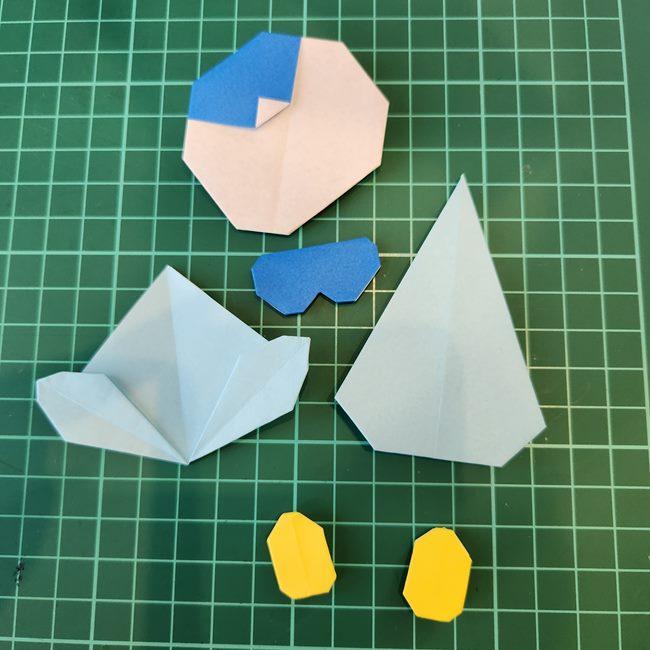 ポッチャマの折り紙の簡単な作り方折り方⑥貼り合わせ(1)