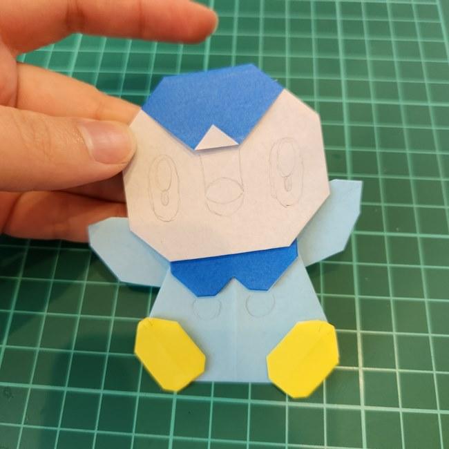 ポッチャマの折り紙の簡単な作り方折り方⑥貼り合わせ(7)