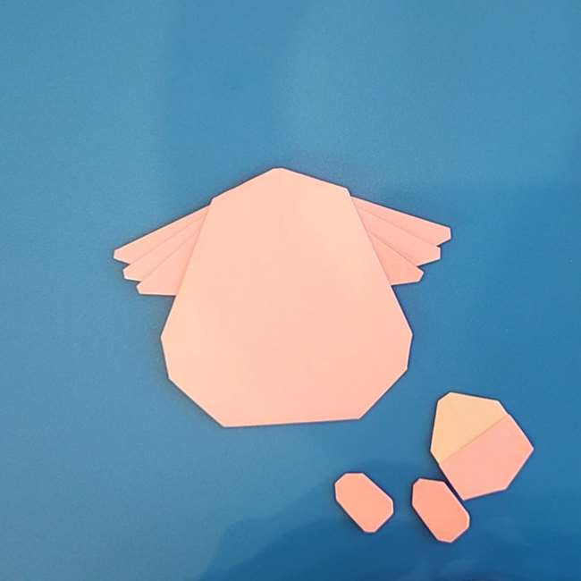 ポケモン ラッキーの折り紙の簡単な折り方作り方④貼り合わせ(2)