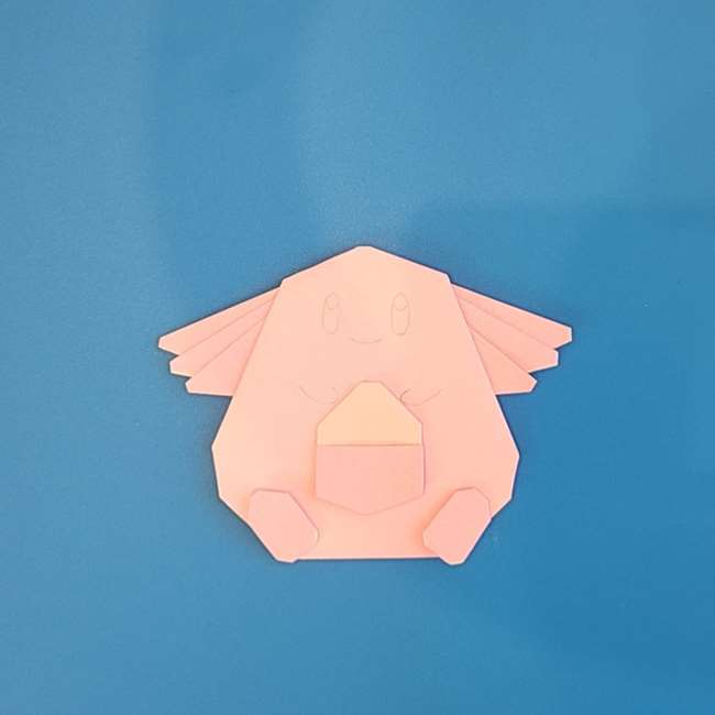 ポケモン ラッキーの折り紙の簡単な折り方作り方④貼り合わせ(6)