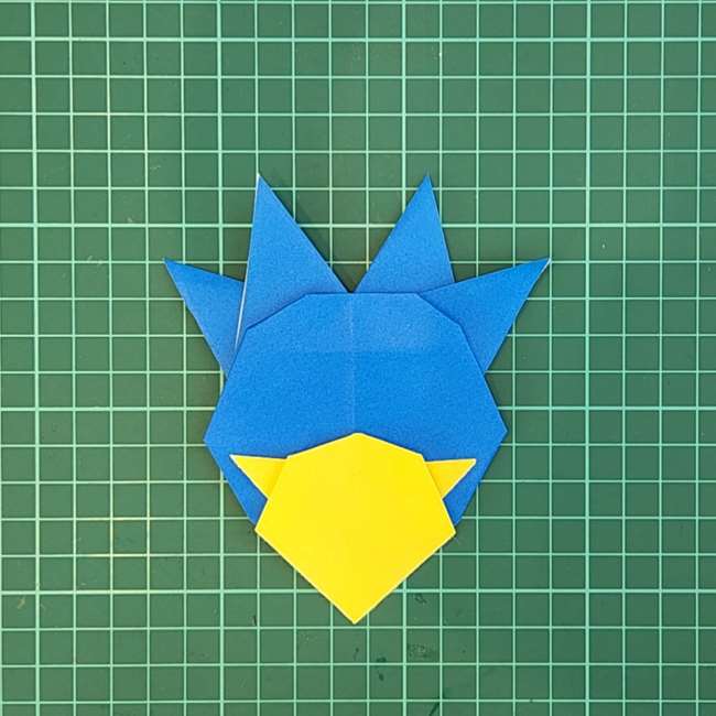 ゴルダックの折り紙の簡単な折り方作り方④貼り合わせ(8)