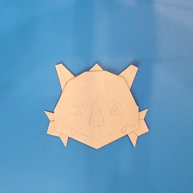 ポケモン折り紙 サイドンの作り方折り方⑤貼り合わせ(6)