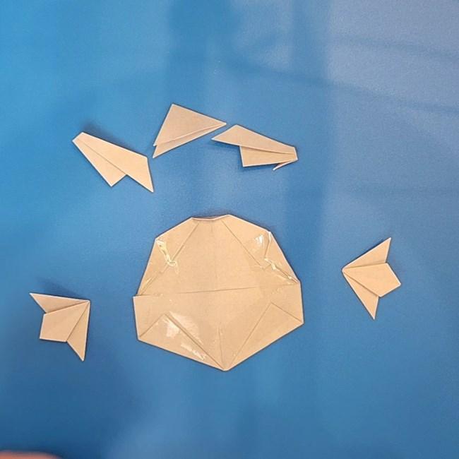 ポケモン折り紙 サイドンの作り方折り方⑤貼り合わせ(2)